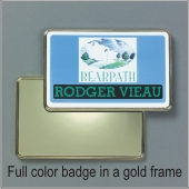 1" x 3" Digital Printed Name Badge w/Gold Frame